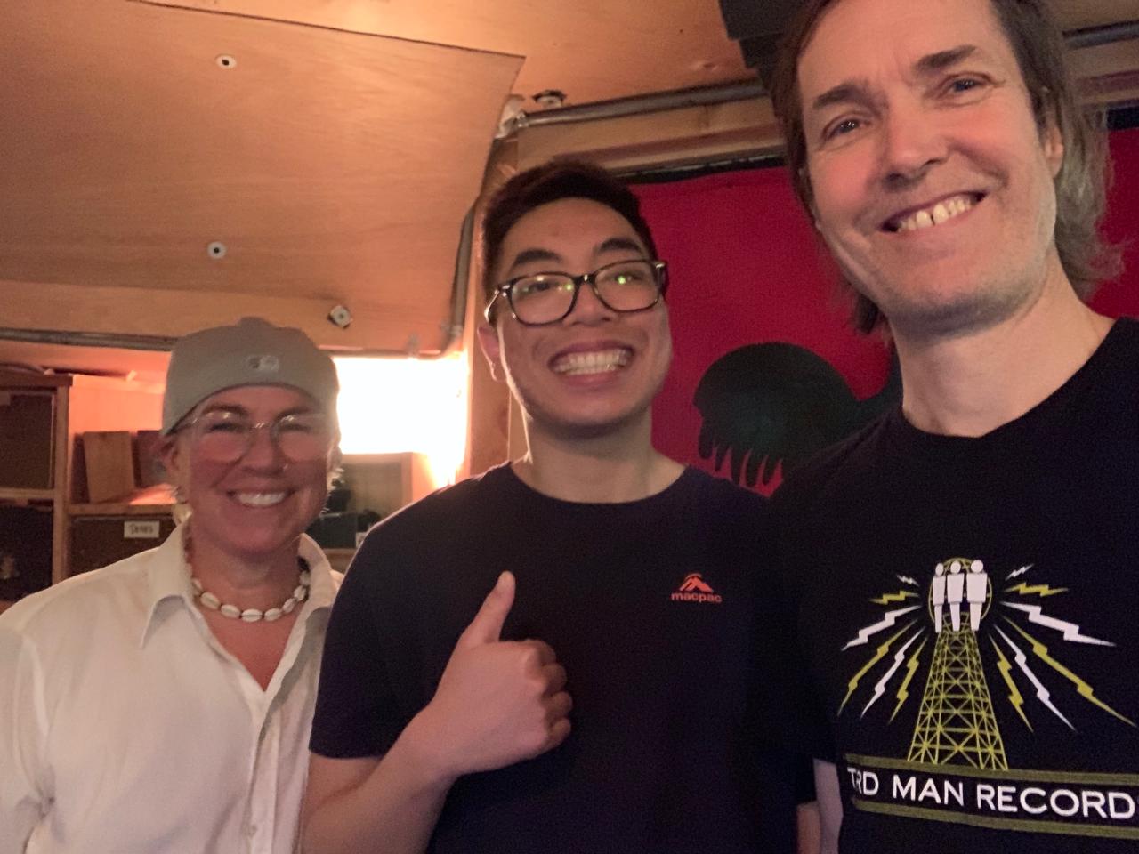 Lev, Kael, and Don Kerr (producer) in the studio