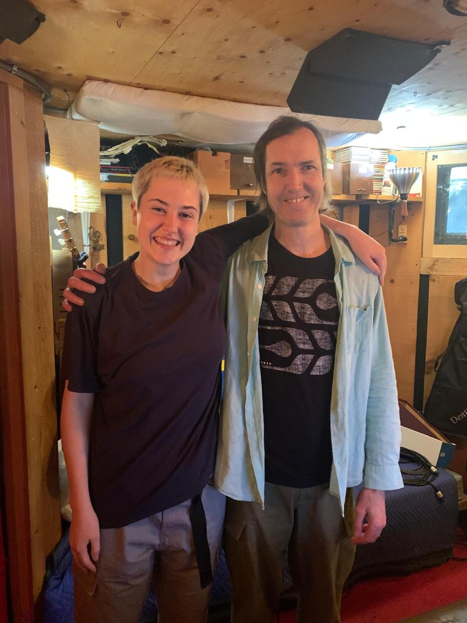 Shanti and Don Kerr (producer) in the studio